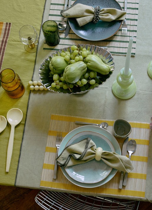 HKliving Placemat 45 x 33 cm - achterkant 2 donkergeel