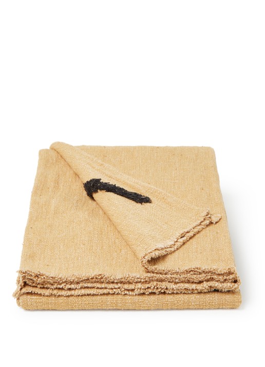 HKliving Plaid in katoenblend 130 x 170 cm - voorkant camel