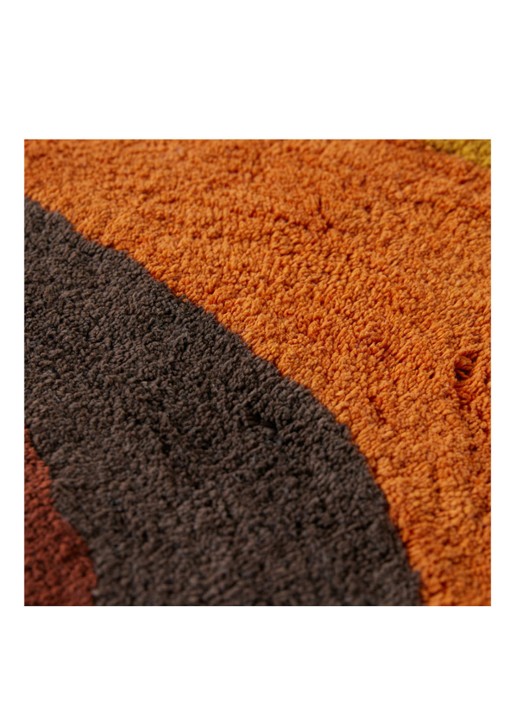 HKliving Retro Swirl badmat 90 x 120 cm - detail oranjebruin