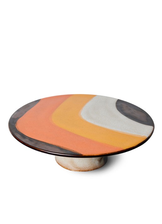 HKliving Retro Wave taartplateau 21 cm - voorkant 2 multicolor