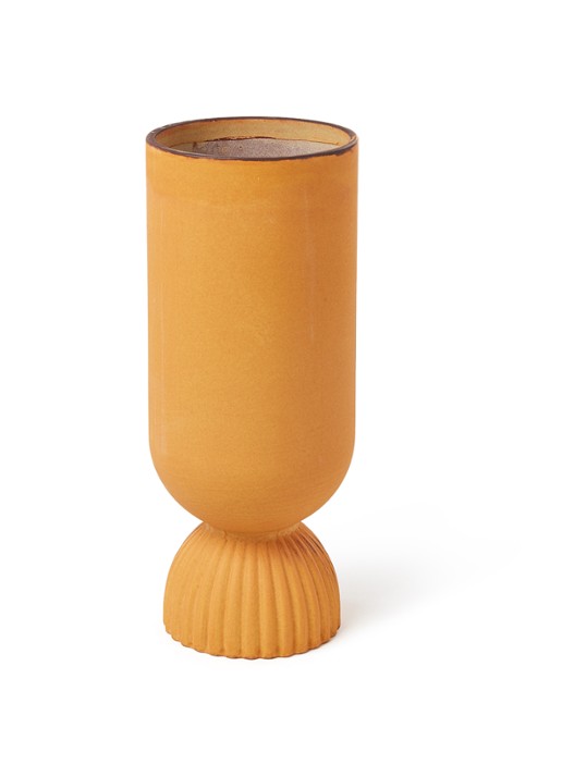 HKliving Ribbed Base vaas 25 cm - voorkant 4 oranjebruin