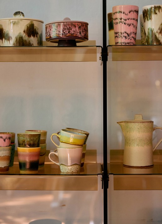 HKliving Rococo americano mok set van 4 - detail 4 groen