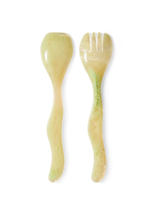 HKliving Saladebestek 2-delig - voorkant 2 groen
