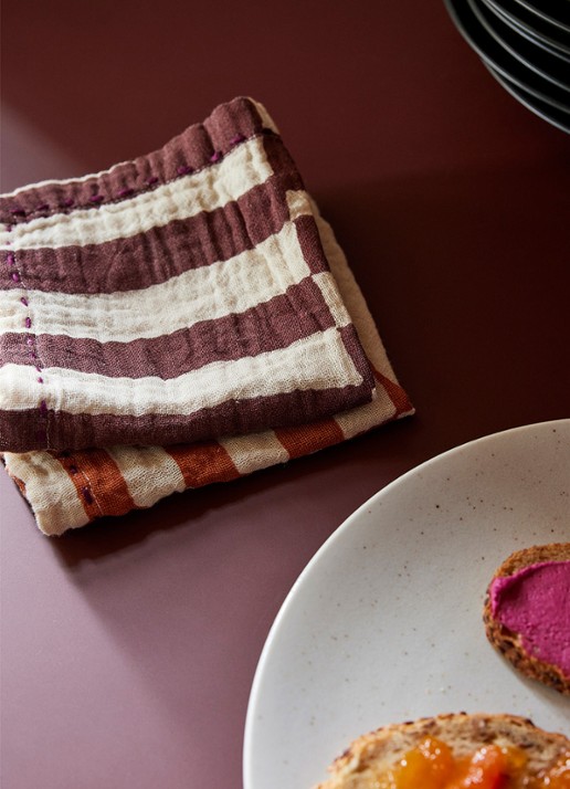 HKliving Servetten 30 x 30 cm set van 2 - detail 2 roodbruin