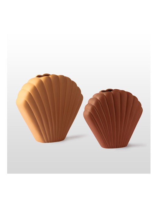 HKliving Shell L vaas 22 cm - detail 4 roodbruin