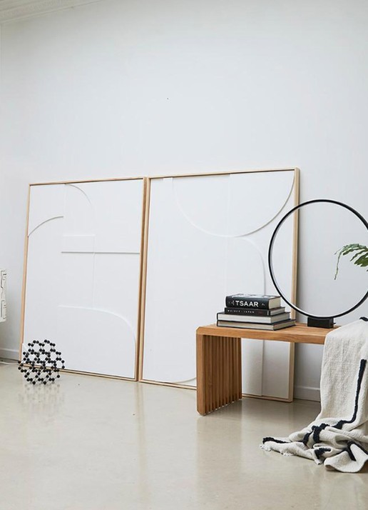 HKliving Slatted eetbank 160 x 35 cm - voorkant 2 lichtbruin