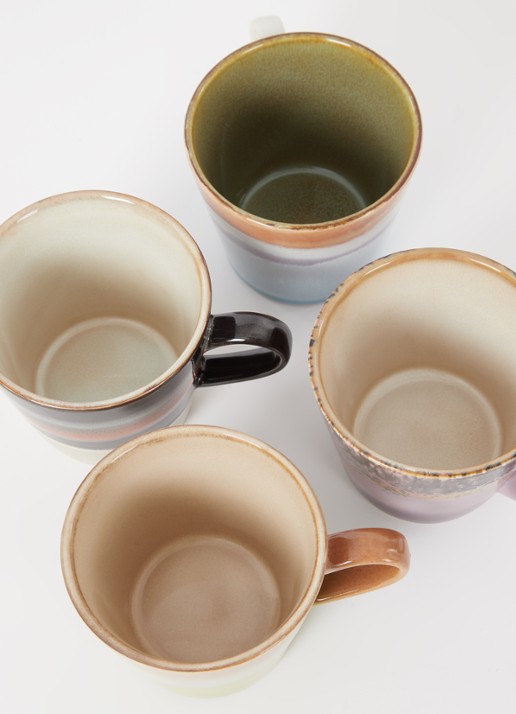 HKliving Solid cappuccinokopje 30 cl set van 4 - detail multicolor