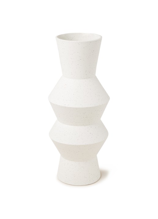 HKliving Speckled Angular vaas 41 cm - voorkant 3 gebroken wit