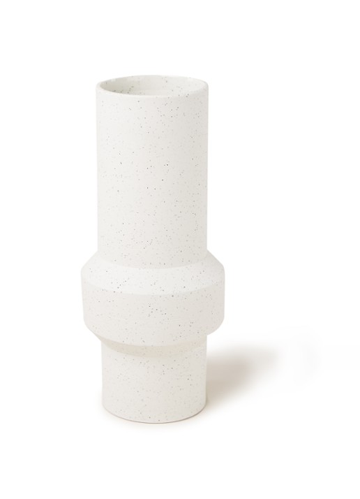 HKliving Speckled Straight vaas 32 cm - voorkant gebroken wit