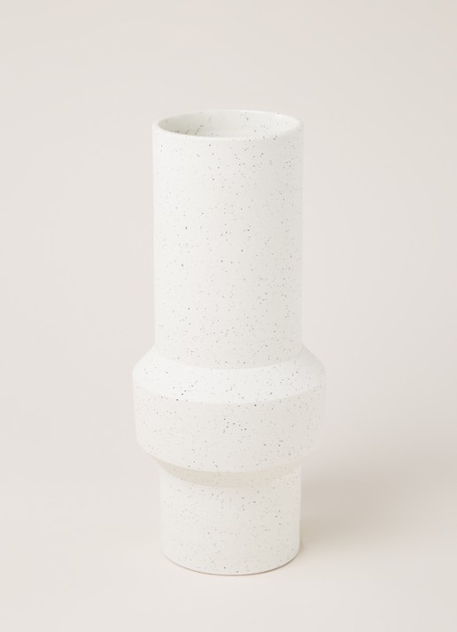 HKliving Speckled Straight vaas 32 cm - voorkant 2 gebroken wit
