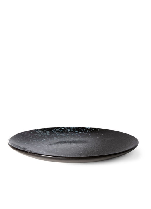 HKliving Stars ontbijtbord 17,5 cm set van 2 - detail zwart