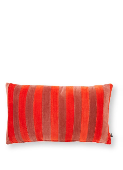 HKliving Striped Velvet sierkussen 30 x 50 cm - voorkant 3 steenrood