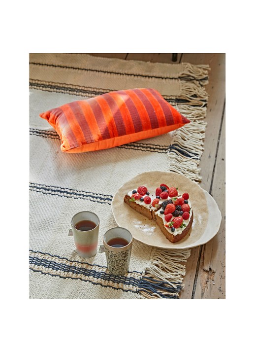 HKliving Striped Velvet sierkussen 30 x 50 cm - voorkant 4 steenrood