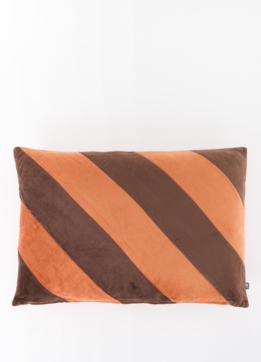 HKliving Striped Velvet sierkussen 40 x 60 cm - voorkant roestbruin
