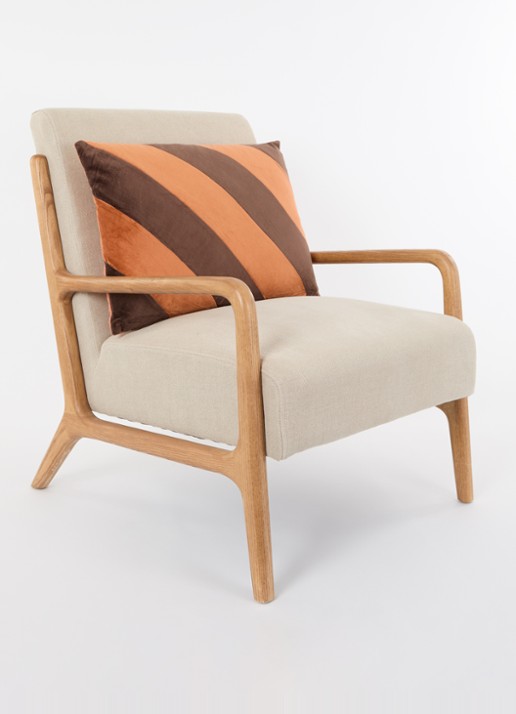 HKliving Striped Velvet sierkussen 40 x 60 cm - voorkant 2 roestbruin