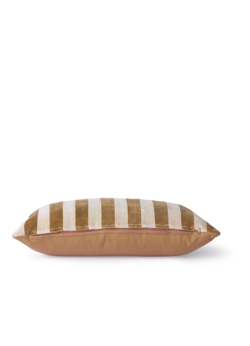 HKliving Striped Velvet sierkussen 50 x 30 cm - detail 2 bruin