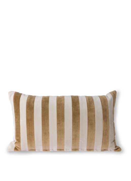 HKliving Striped Velvet sierkussen 50 x 30 cm - voorkant 3 bruin