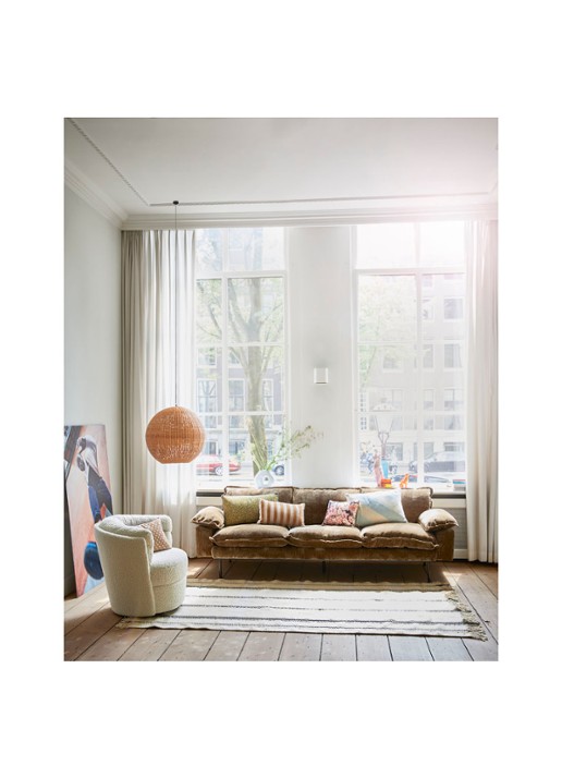 HKliving Striped Velvet sierkussen 50 x 30 cm - voorkant 4 bruin