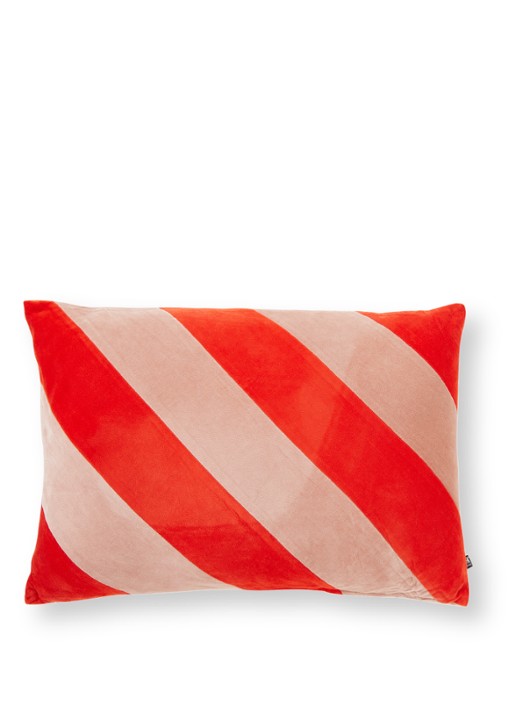 HKliving Striped Velvet sierkussen 60 x 40 cm - voorkant oudroze