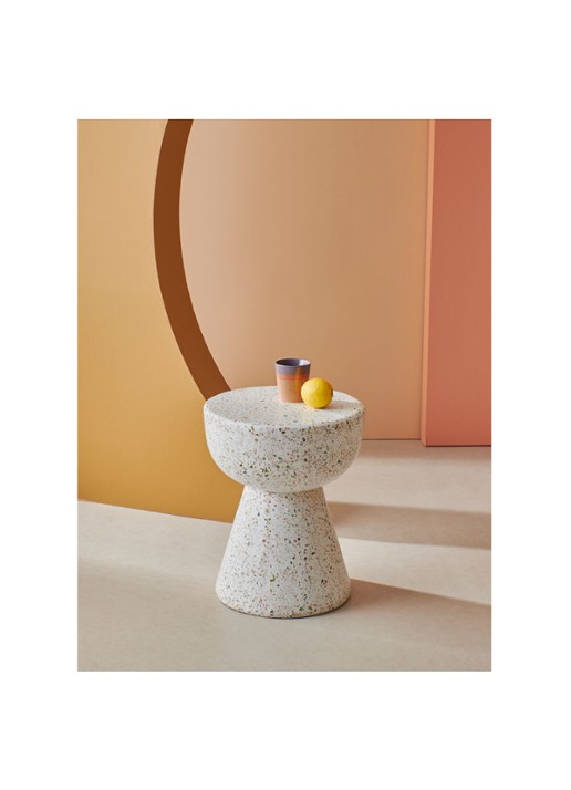 HKliving Terrazzo bijzettafel 35 cm - voorkant 2 wit