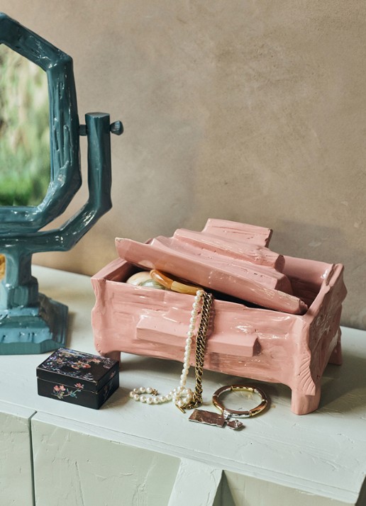 HKliving Teun Zwets opbergdoos 30 x 19 cm - detail 2 roze