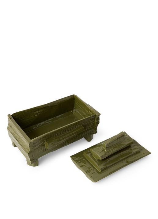 HKliving Teun Zwets opbergdoos 30 x 19 cm - achterkant mosgroen
