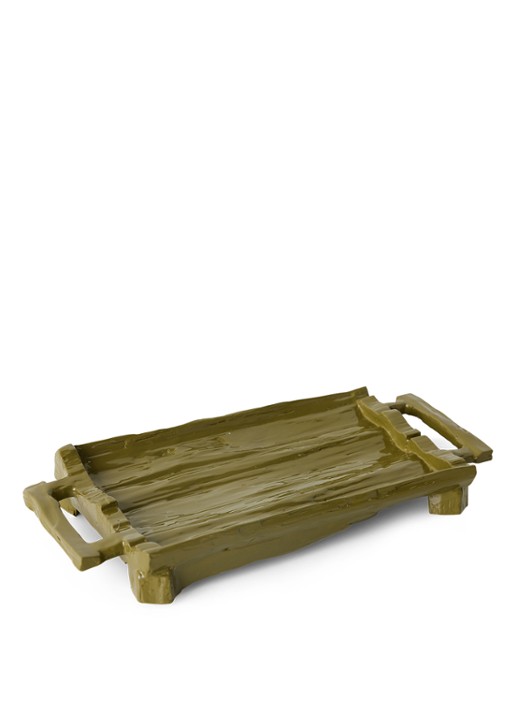 HKliving Teun Zwets serveerschaal  53 x 25 cm - achterkant 5 mosgroen