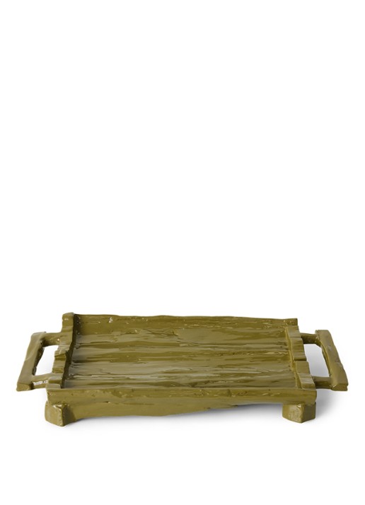 HKliving Teun Zwets serveerschaal  53 x 25 cm - voorkant 2 mosgroen