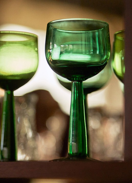 HKliving The Emeralds wijnglas 20 cl set van 4 - voorkant 4 groen