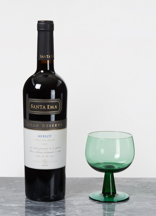 HKliving The Emerlads laag wijnglas set van 4 - voorkant 6 groen