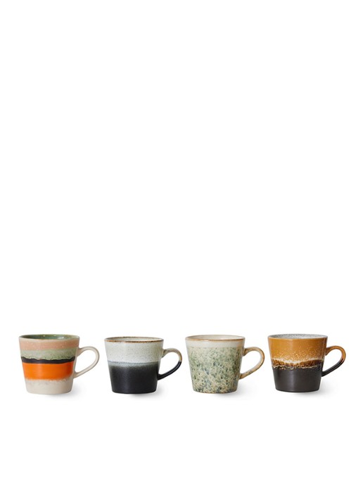 HKliving Verve cappuccinokopje 30 cl set van 4 - voorkant 4 multicolor