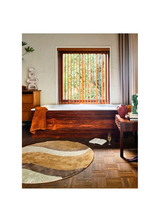 HKliving Waves vloerkleed ø120 cm - voorkant 2 lichtbruin