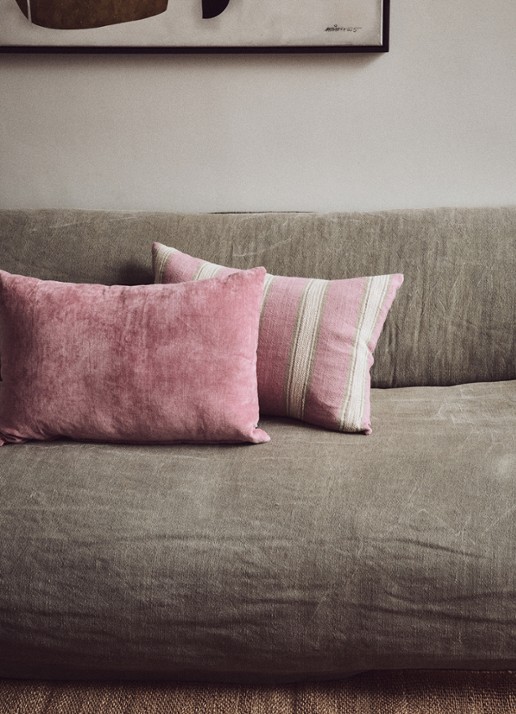 HKliving Woven Sierkussen 40 x 60 cm - detail 5 roze