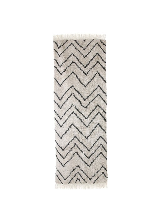 HKliving Zigzag vloerkleed 220 x 75 cm - voorkant gebroken wit