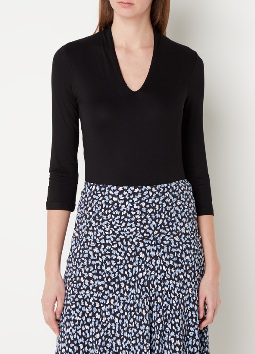 Hobbs Aimee top met V-hals en driekwart mouw - detail 3 zwart