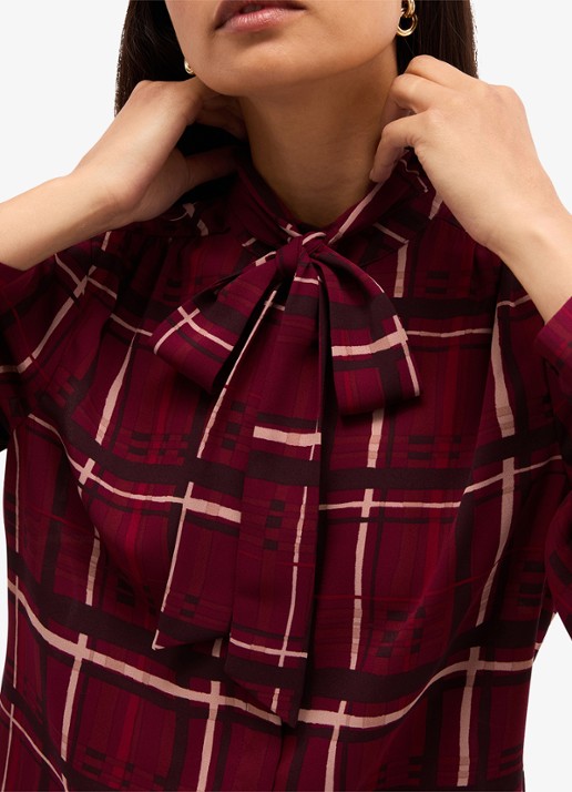 Hobbs Aisha blouse met strikdetail - detail rood
