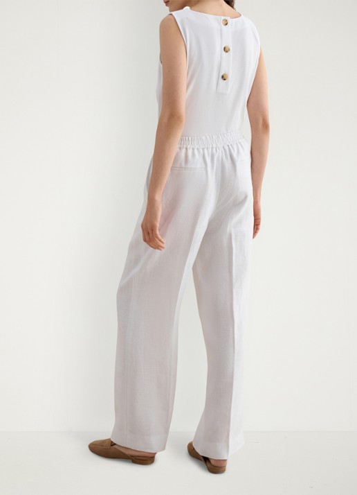 Hobbs Alessia mid waist wide fit pantalon van linnen - achterkant 4 wit