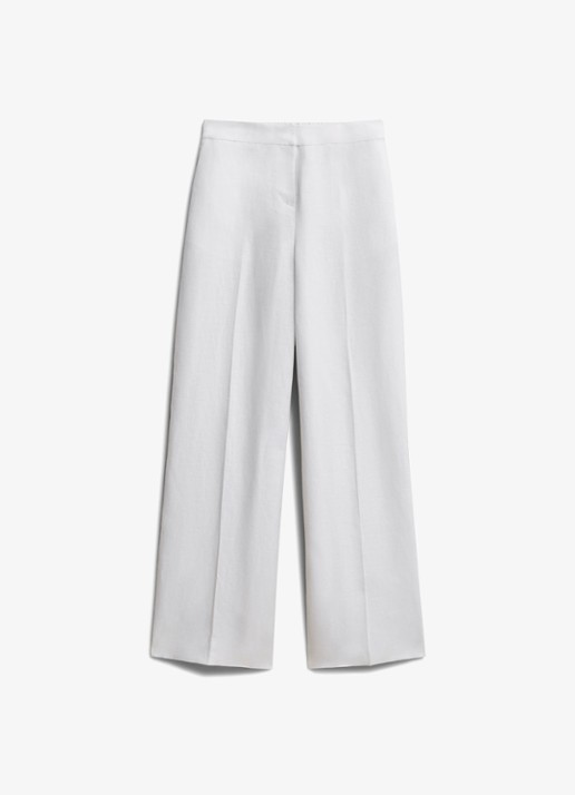 Hobbs Alessia mid waist wide fit pantalon van linnen - voorkant 5 wit