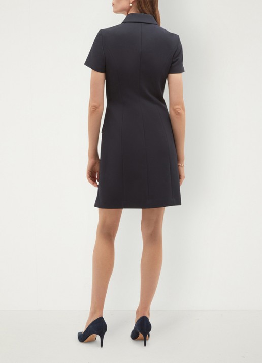 Hobbs Alexandra mini blouse jurk met klepzakken - achterkant 3 blauwgrijs