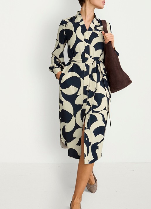 Hobbs Alisa blousejurk met strikceintuur - detail 4 blauw