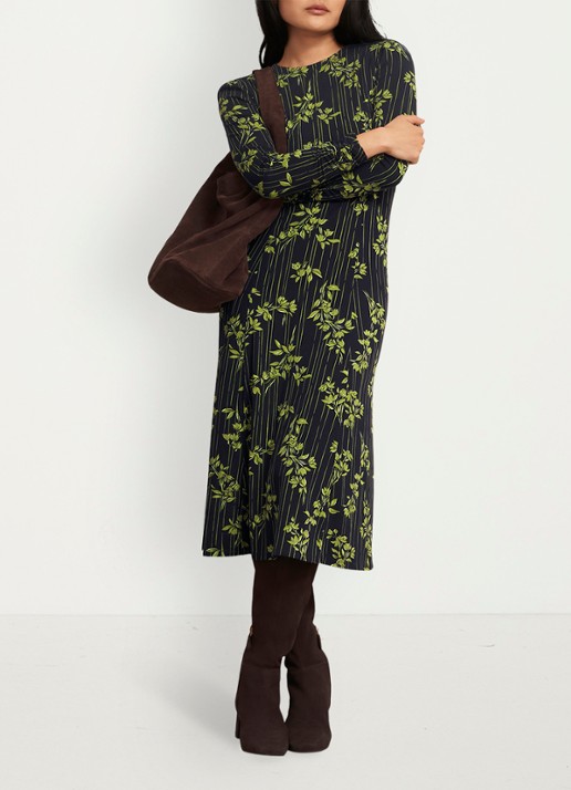 Hobbs Alison midi jurk met bloemenprint - voorkant 3 groen