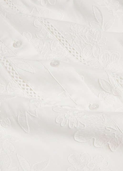 Hobbs Amani midi jurk met borduring en strikceintuur - detail 5 wit