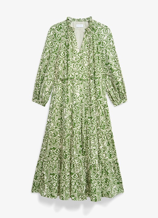 Hobbs Amaris midi tuniekjurk met bloemenprint - voorkant groen