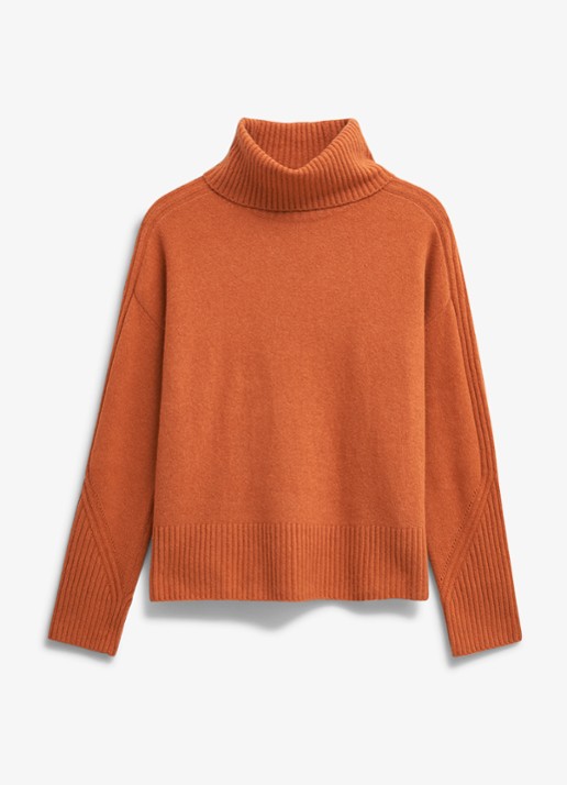 Hobbs Amber fijngebreide trui met col - voorkant orange