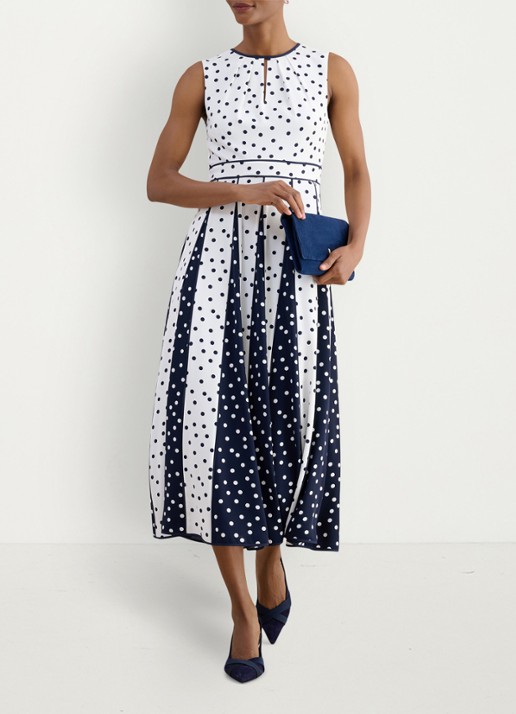 Hobbs Angelica midi jurk met plooien - detail 5 ivoor
