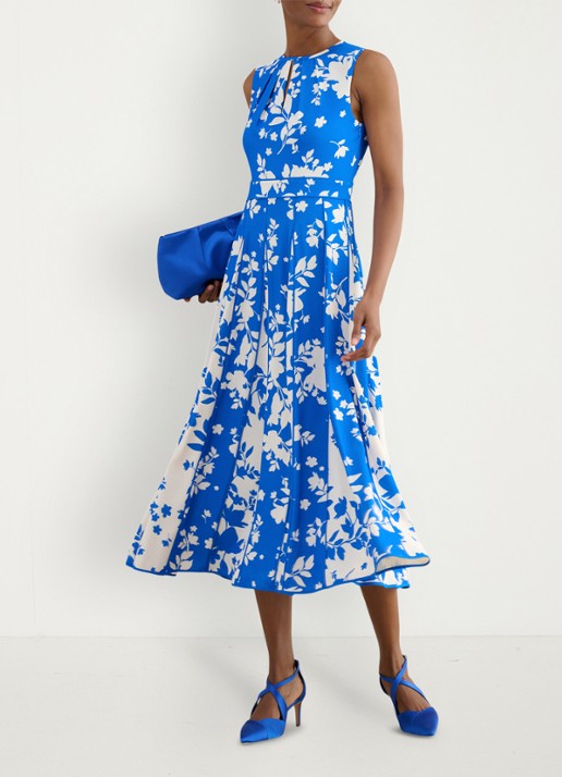 Hobbs Angelica midi jurk met plooien - detail 5 blauw