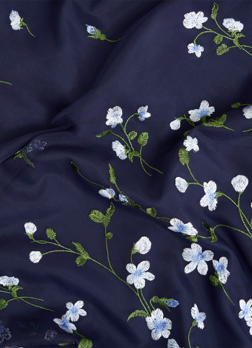 Hobbs Aria midi jurk met bloemenprint - detail 7 donkerblauw