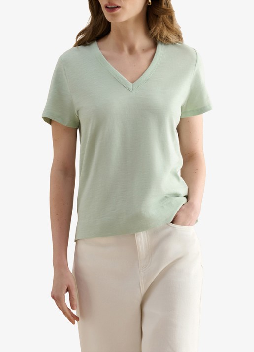 Hobbs Arianna T-shirt met V-hals - detail 4 groen