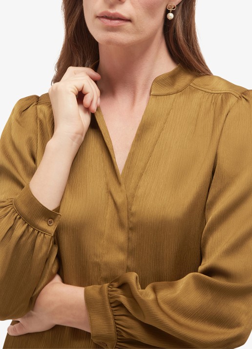 Hobbs Aubrey blouse met V-hals - detail 4 khaki