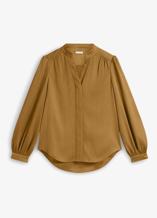 Hobbs Aubrey blouse met V-hals - voorkant khaki
